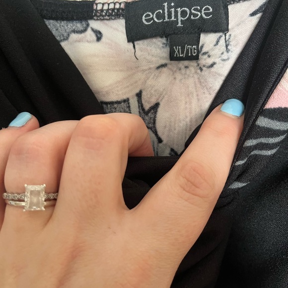 Eclipse Black with Pink Floral Wide Leg Jumpsuit Size XL - Picture 4 of 4